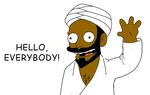  beard black_eyes chest_hair draw_muhammad_day human muhammad mustache open_mouth solo the_simpsons toony turban waving 