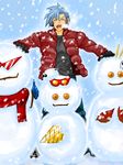  boota casual coat kamina male male_focus outdoors simon snow snowing snowman solo tengen_toppa_gurren-lagann tengen_toppa_gurren_lagann winter yoko_littner 