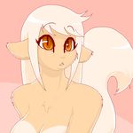  breasts cleavage clothed clothing feline female hair lion long_hair mammal nude petit solo taira white_hair yellow_eyes 