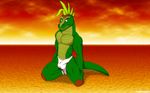  bulge dinosaur dinosaurs_(series) fabfelipe looking_at_viewer male nude pose presenting robbie_sinclair_(dinosaurs) rule_34 scalie solo standing tail underwear 