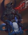  anal anal_penetration black blue couple cum cum_inside cumshot dragon erection eyes_closed gay hands-free horns knot male messy open_mouth orgasm penetration penis red redic-nomad scalie sex tail tongue 