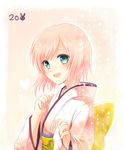  2011 akamomo bad_id bad_pixiv_id estellise_sidos_heurassein green_eyes japanese_clothes kimono new_year open_mouth pink pink_hair short_hair solo tales_of_(series) tales_of_vesperia white_background 