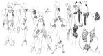  abubu animal_ears cat_ears comic cyborg extra_legs greyscale monochrome multiple_arms multiple_views original production_art reverse_jointed_legs science_fiction short_hair spine translated turnaround yuga_(abubu) 