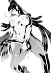  bare_shoulders bayonetta bayonetta_(character) bodysuit breast_licking breasts cum elbow_gloves futanari gloves greyscale hair_ribbon highres huge_breasts huge_penis konbuni licking long_hair masturbation monochrome penis ribbon solo tongue very_long_hair 