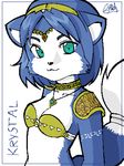 blue_hair bra canine female fox hair krystal mammal morumotto nintendo oekaki solo star_fox tail underwear video_games 