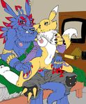  balls breasts canine digimon fan_colored fan_edited female fox male neck_ruff penetration renamon reverse_cowgirl_position sex straight tv unknown_artist vaginal vaginal_penetration weregarurumon 