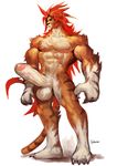  balls big_balls chest_tuft ephorox feline hyper hyper_penis male muscles penis scar solo stripes tail tiger tyon uncut 