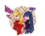 heart hearts japanese_clothes panty_&amp;_stocking_with_garterbelt panty_(character) panty_(psg) smile stocking_(character) stocking_(psg) wink 