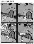  bird car funny greyscale gun_show_comic gunshowcomic humor humour kc_green lol monochrome pecking screentone tire vandalism 