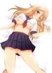  bad_id bad_pixiv_id blush breasts green_eyes hair_ornament hairclip kousaka_kirino legs long_hair lying medium_breasts nipples no_bra no_panties on_back orange_hair ore_no_imouto_ga_konna_ni_kawaii_wake_ga_nai pussy ragho_no_erika school_uniform serafuku shirt_lift skirt solo uncensored 