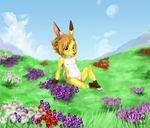  cub female field flat_chest flat_chested flower flowers grass jader lagomorph mammal mina nipples rabbit red_eyes scenic small_breasts young 