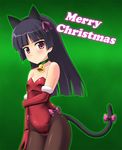  animal_ears bell black_hair black_legwear blush cat_ears elbow_gloves fishnet_pantyhose fishnets gloves gokou_ruri jingle_bell kittysuit long_hair masakichi_(crossroad) mole mole_under_eye ore_no_imouto_ga_konna_ni_kawaii_wake_ga_nai pantyhose red_eyes ribbon solo tail 