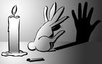  candle greyscale hand lagomorph match monochrome rabbit role_reversal shadow shadow_puppet 