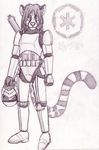  armor black_and_white cheetah feline gun helmet imperial looking_at_viewer male metal_fox military monochrome nyte sci-fi star_wars stormtrooper tail weapon 