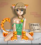  bell blue_eyes brown_hair camel_toe cat cat_ears collar costume feline female hair human kemonomimi mammal nekomimi panties paw_gloves short_hair sidewalk solo tail tiger tom_fischbach underwear 