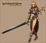  bad_id bad_pixiv_id belt blonde_hair boots crown fantasy long_hair original solo sword weapon zerohours 