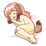  blush canine collar cute dog female hair nude sleeping solo tail unknown_artist 