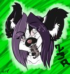  female freckles kyomana lemur piercing purple_hair solo tongue zeriara_(character) 