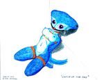  blue blue_body bondage bound breasts corgblam female frogtie marine nude plain_background princess_ruto pussy solo the_legend_of_zelda video_games white_background zora 