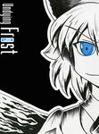  1girl bad_deviantart_id bad_id blackmorass blue_eyes bow cirno english hair_bow short_hair solo spot_color touhou traditional_media 