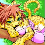  breasts feline female green_eyes leopard momiji_yu-ga tail tree 