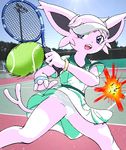  blush espeon female g-sun open_mouth panties pok&eacute;mon purple_eyes solo tail tennis underwear 