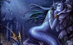  beautiful blue bubbles castle fish fish_net mermaid not_furry ocean piercing rocks scaly_tail sea solo underwater 