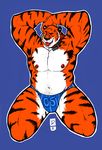 armpits chubby collar dramamine feline hairy hairy_armpits looking_at_viewer male mammal muscles overweight solo tiger 