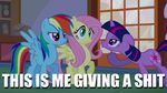  blue blue_eyes cutie_mark english_text equine eye_contact female feral fluttershy_(mlp) friendship_is_magic fur group hair horn horns horse image_macro inside long_hair mammal meme multi-colored_hair my_little_pony pegasus pink_hair pony purple purple_eyes purple_fur purple_hair rainbow_dash_(mlp) rainbow_hair rainbow_tail reaction_image red_eyes screencap short_hair teal_eyes text twilight_sparkle_(mlp) unicorn unknown_artist wings yellow yellow_fur 