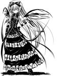  blood bow bug dress gothic_lolita greyscale hair_bow insect lolita_fashion monochrome mosquito original personification solo wings yuku_(kiollion) 