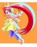  1girl feathers female kozeri_ai live_on_cardliver_kakeru ponytail red_hair 