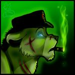  (character) ash cuts feline green green_theme hat lion male mammal scar smoke smoking solo vengefulspirits 