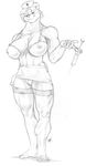  bear big big_breasts bng bra breasts female legwear mammal miniskirt monochrome muscles nipples nurse panda plain_background pose pussy sketch solo stockings syringe underwear white_background 