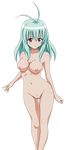  1girl blush breasts erect_nipples extraction green_hair highres legs long_hair nipples nude nude_filter photoshop purple_eyes pussy render run_elsie_jewelria solo thighs to_love-ru toloveru uncensored vector vector_trace 