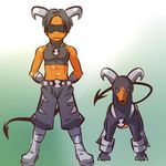  abs arms_behind_back belt boots dark_skin dark_skinned_male gen_2_pokemon hitec horns houndoom jewelry knee_boots male_focus midriff moemon necklace personification pokemon pokemon_(creature) sunglasses tail 