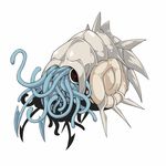  bad_pixiv_id eiri_(eirri) gen_1_pokemon glowing glowing_eyes horror_(theme) no_humans omanyte pokemon pokemon_(creature) simple_background tentacles white_background 