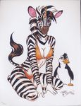  bikini breasts equine female furries_with_pets hi_res horns kneeling penguin pet skimpy terrie_smith unicorn zebra 