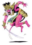  hindu kazuma_kaneko male mammal megaten monkey ongkot pink pink_body plain_background primate purple_eyes shin_megami_tensei solo sword tail video_games weapon white_background 