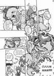  black_and_white comic digimon digiphilia english_text female flora_fauna greyscale human interspecies izzy_(digimon) male mammal mimi_(digimon) monochrome palmon straight text tyoju_giga 