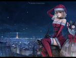  arcueid_brunestud bad_id bad_pixiv_id bag bare_shoulders bell belt blonde_hair boots candy candy_cane cat choker christmas cityscape food gift hand_on_headwear hwansang landscape len red_eyes rooftop sack santa_boots santa_costume short_hair skindentation snow thigh_boots thighhighs tsukihime 