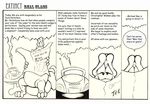  black_and_white bp claws comic dinosaur looking_at_viewer male monochrome newspaper plain_background reading scalie stereo tail white_background 