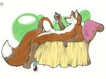  balls canine drink eyes_closed fox lying male mammal milligram_smile nude on_back plain_background sheath solo white_background 