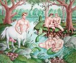  centaur forest gay hooves lake male merman penis satyr taur tree unknown_artist 