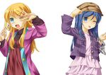  absurdres aragaki_ayase bad_id bad_pixiv_id blonde_hair blue_eyes blue_hair cuffs fan fang handcuffs hat highres kousaka_kirino long_hair multiple_girls onaka_sukisuki one_eye_closed ore_no_imouto_ga_konna_ni_kawaii_wake_ga_nai tongue 