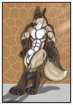  aaron anthro balls canine erection leaning male mammal muscles nude penis pose sheath solo 