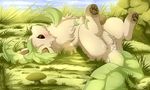  blackfury blush brown_eyes cum cum_in_pussy cum_inside eeveelution female feral grass green_theme leaf_tail leafeon looking_at_viewer lying nintendo on_back pok&#233;mon pok&eacute;mon pussy solo video_games 