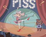  bear curtains female hair hat high_heels humor mammal mouse peeing pink_hair pink_tutu puddle rodent sandypants soft_watersports tutu urine watersports what 