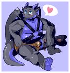  &hearts; bdsm black_dragon blue_eyes blush bondage bound bulge chubby cum cum_in_pants dragon fat gazpacho gazpacho_(artist) harness horn horns male overweight paws scalie smile solo wings 