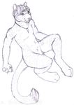  banrai feline luos male pinup reclining sheath sketch solo tiger 