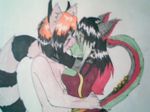  couple dezi drago-lemur feline female kissing male 